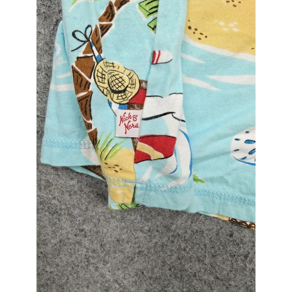 Nick & Nora Sleepshirt Womens XXL Blue Sock Monkey Tropical Print Henley - Picture 5 of 7